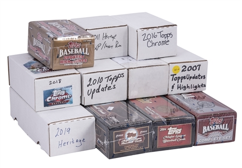 Lot Of (11) 2003-2019 Topps MLB Assorted Near Complete Sets - Including 2018 Topps Chrome  